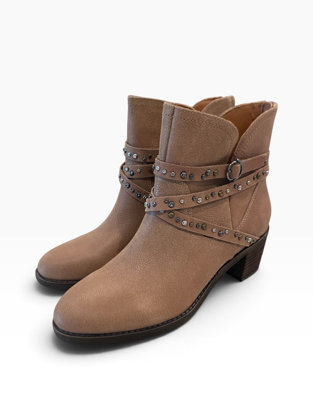Lucky Brand Callam Studded Strap Bootie - Latte Size 8